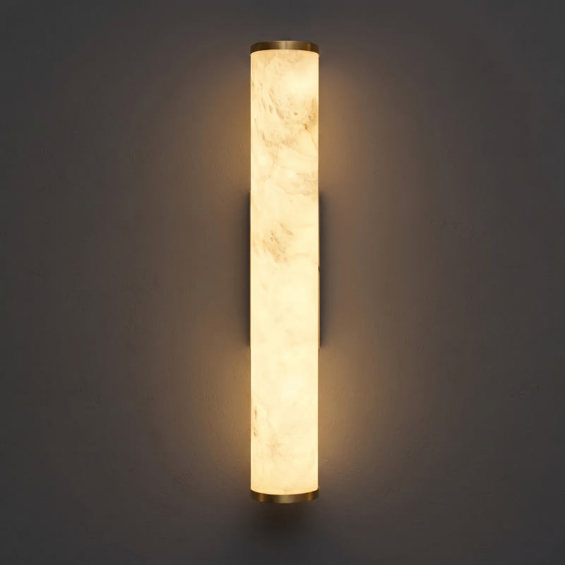 Spanish Alabaster Wall Sconce with Brass or Wood Accent, Hardwired G9 or LED, Handmade Natural Stone Light for Bedroom, Hallway, Living Room | Lonoma