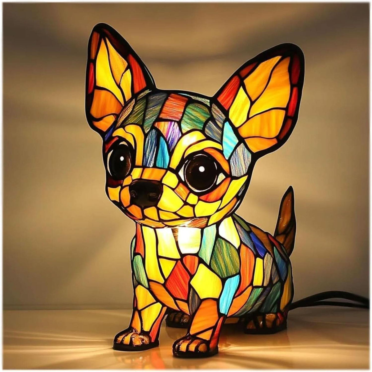 Glowing Pet Sculpture Night Light 6 Inch Warm LED Tabletop Lamp USB Powered for Dog Lovers Bedroom Nursery Nightstand Shelf Decor | Lonoma