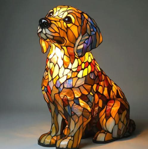 Glowing Pet Sculpture Night Light 6 Inch Warm LED Tabletop Lamp USB Powered for Dog Lovers Bedroom Nursery Nightstand Shelf Decor | Lonoma