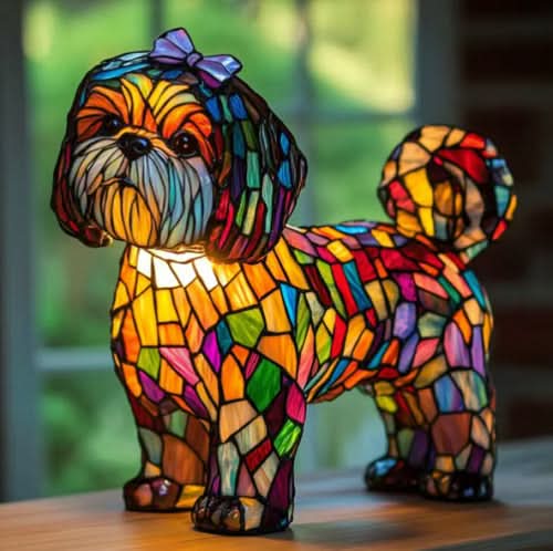 Glowing Pet Sculpture Night Light 6 Inch Warm LED Tabletop Lamp USB Powered for Dog Lovers Bedroom Nursery Nightstand Shelf Decor | Lonoma