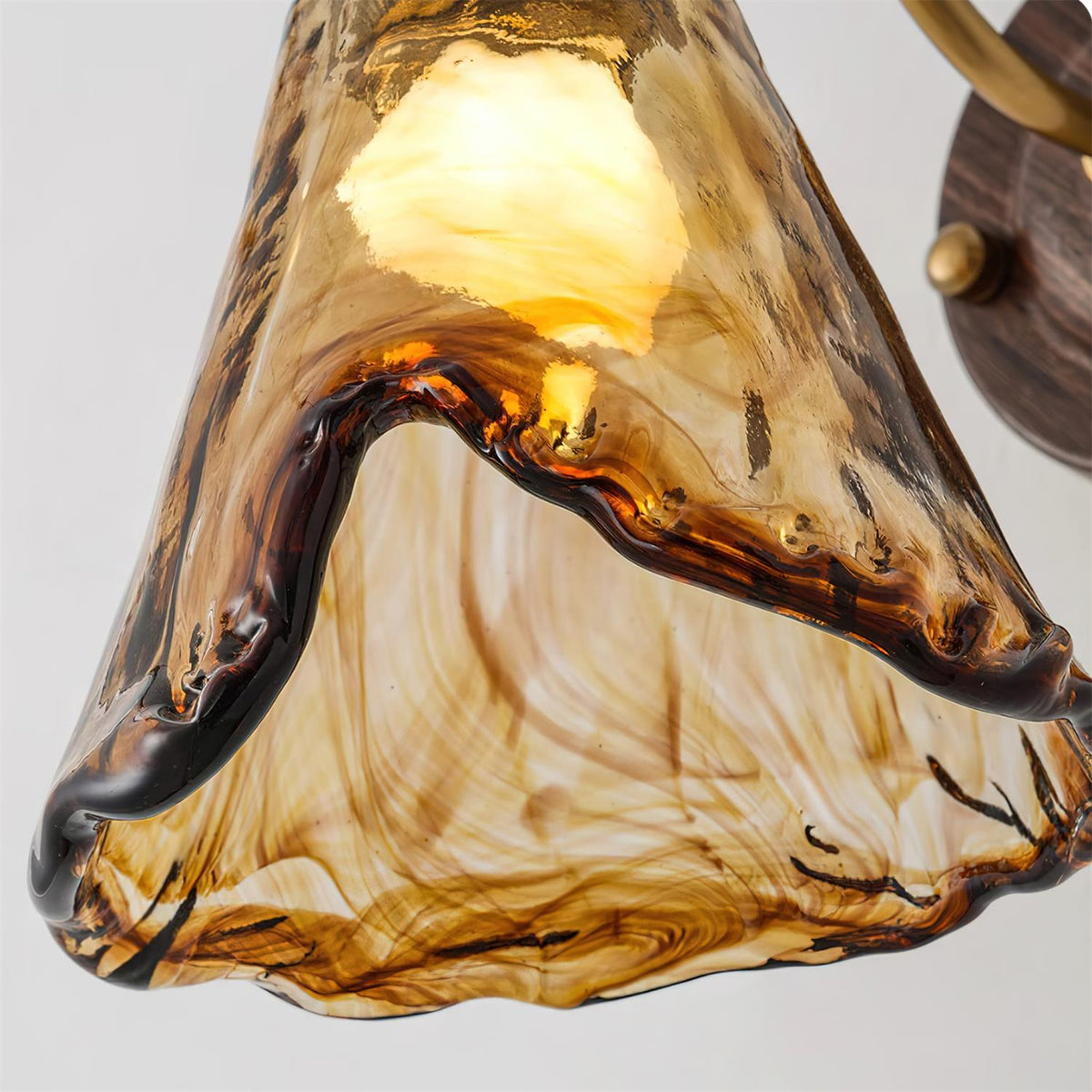 Vintage Wall Sconce with Amber Glass Shade and Brass Finish | Mid-Century Modern Wall Light Fixture for Bedroom Hallway Living Room | Lonoma