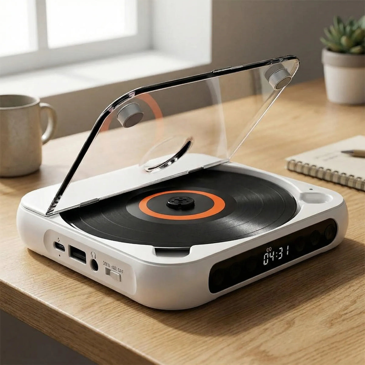 Portable CD Player with Bluetooth 5.3, USB-C Rechargeable, Compact Music Player for Headphones, Speakers, Travel and Home Use | Lonoma