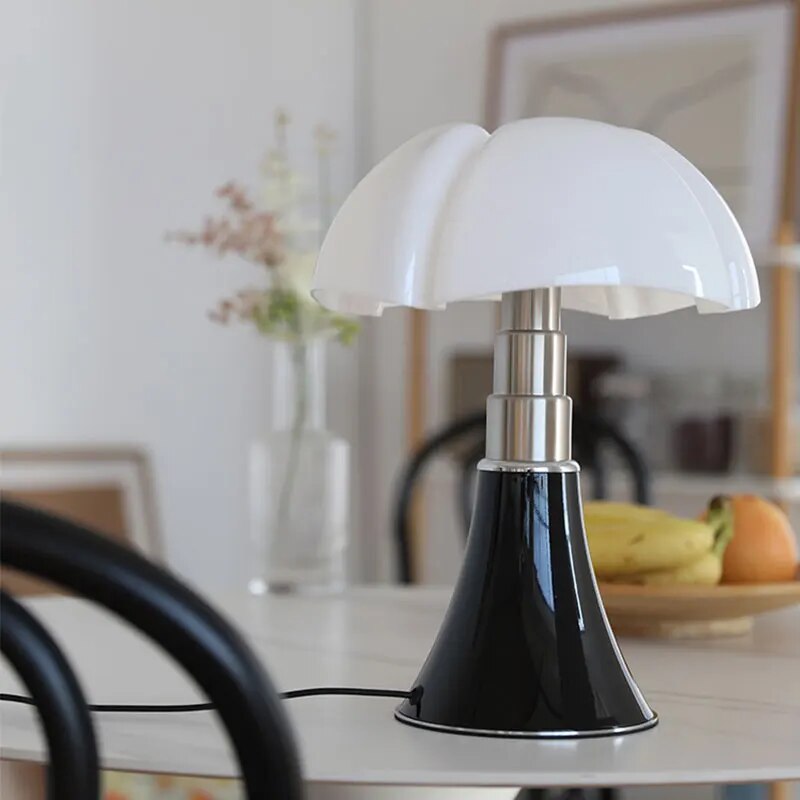 LED Touch Table Lamp, Dimmable Petal Shade with Adjustable Height, Matte White & Black Base for Bedside, Desk or Living Room | Lonoma