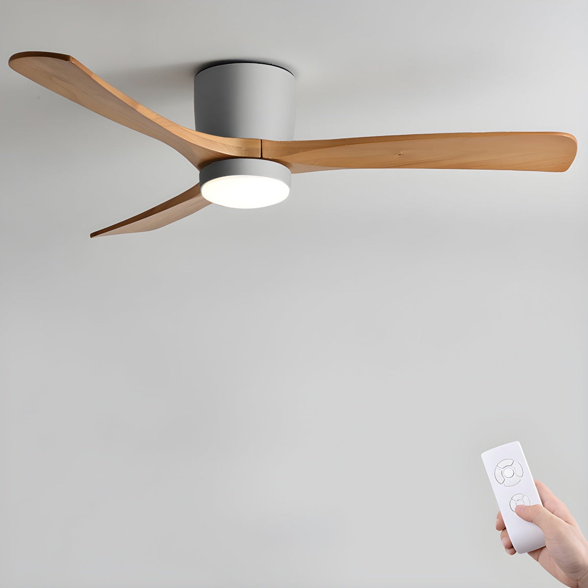 42-52 Inch Modern Ceiling Fan with Dimmable LED Light | 6-Speed Reversible DC Motor | Sycamore Wood Blades | Remote Control Included | Lonoma