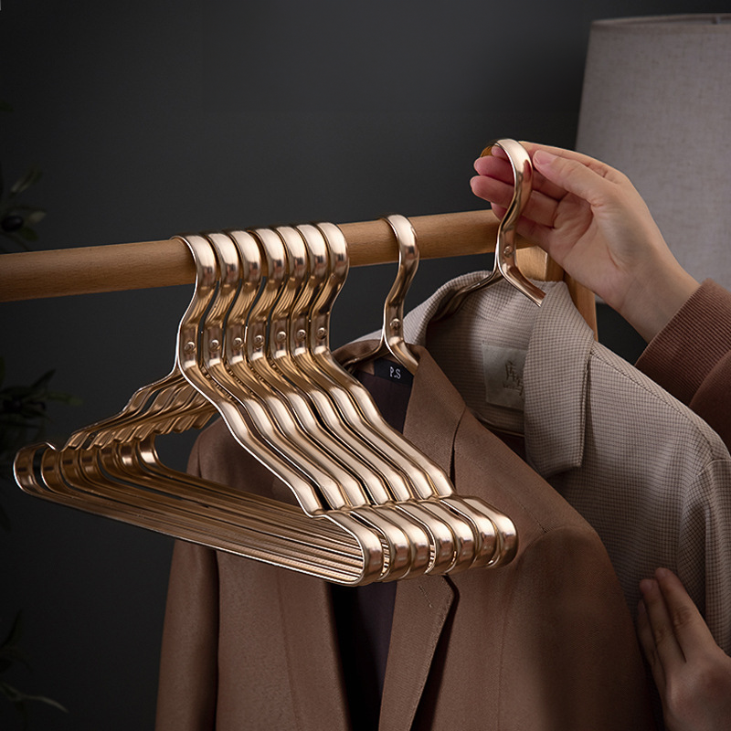Polished Metal Clothes Hanger for Jackets, Blouses & Coats - Elegant Closet Organizer, Wardrobe Storage with Rounded Hook | Lonoma