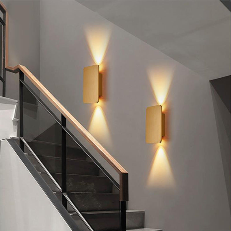 Modern Metal Wall Sconce LED Rectangle Design for Bedroom Living Room Hallway | Hardwired Contemporary Fixture Gold Black White Gray | Lonoma