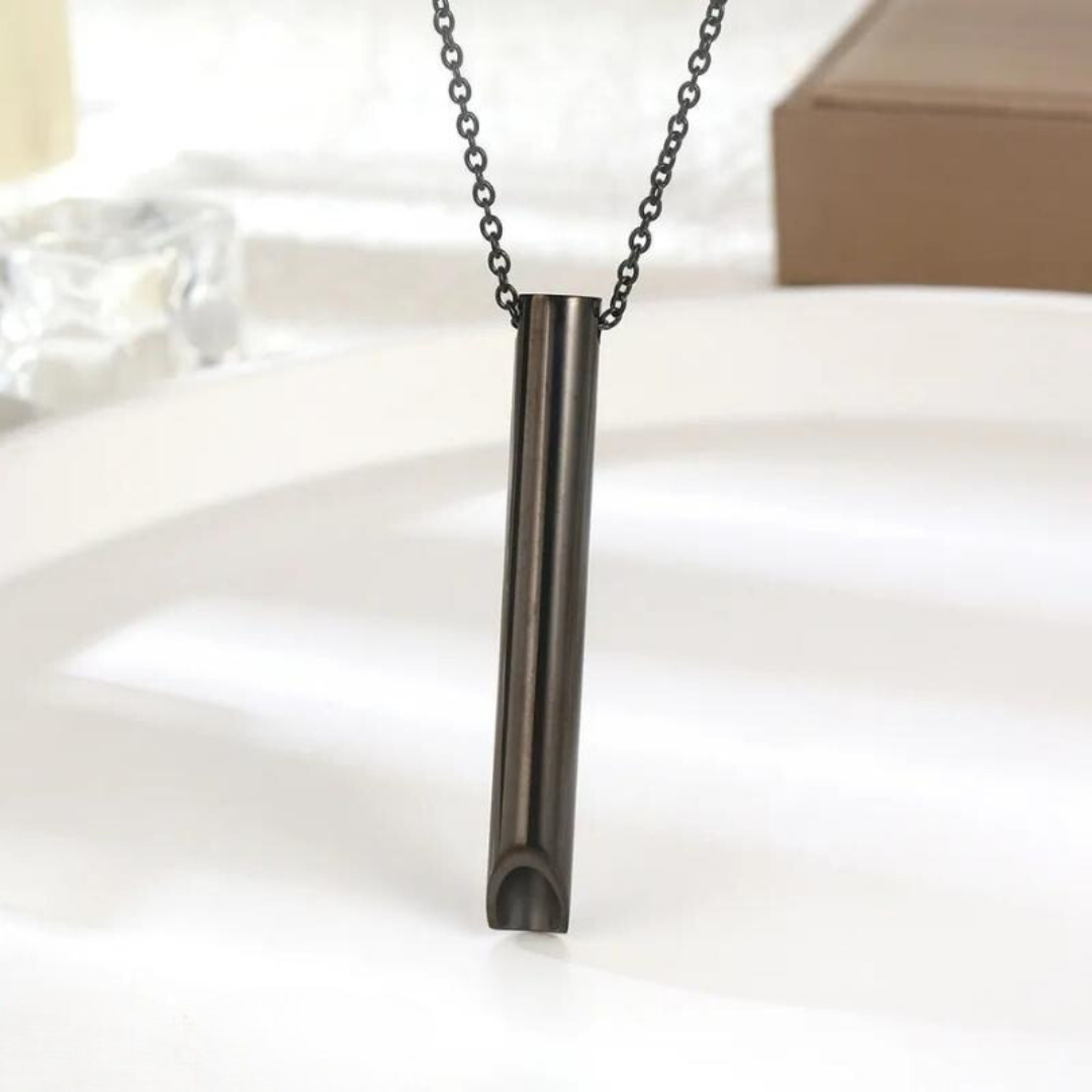 Quit Smoking Necklace Breathing Tool Stainless Steel Mindfulness Pendant for Stress Relief Nicotine Free Cessation Aid Hand to Mouth Habit | Lonoma