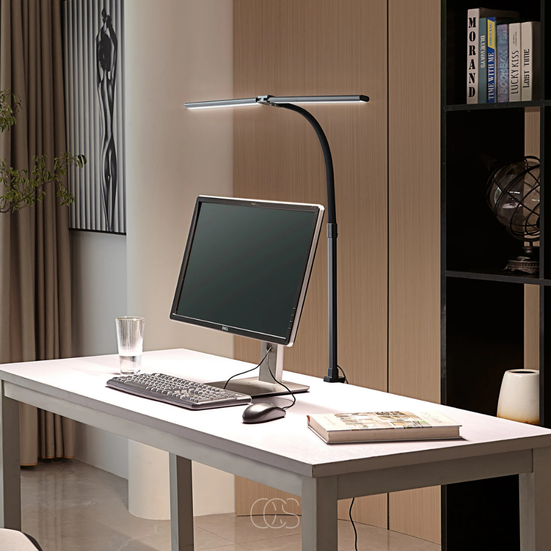 Adjustable LED Desk Lamp with Gooseneck & Clamp – 3 Light Modes, Dimmable, Eye Care Reading Light for Home Office & Study | Lonoma