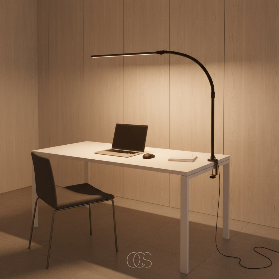 Adjustable LED Desk Lamp with Gooseneck & Clamp – 3 Light Modes, Dimmable, Eye Care Reading Light for Home Office & Study | Lonoma