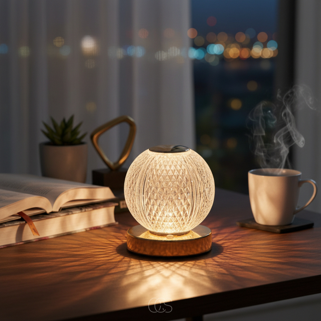 Cordless Touch Table Lamp, Crystal Ball LED Rechargeable Lamp, 3 Color Temperatures, Dimmable Bedside & Desk Night Light, Clear | Lonoma