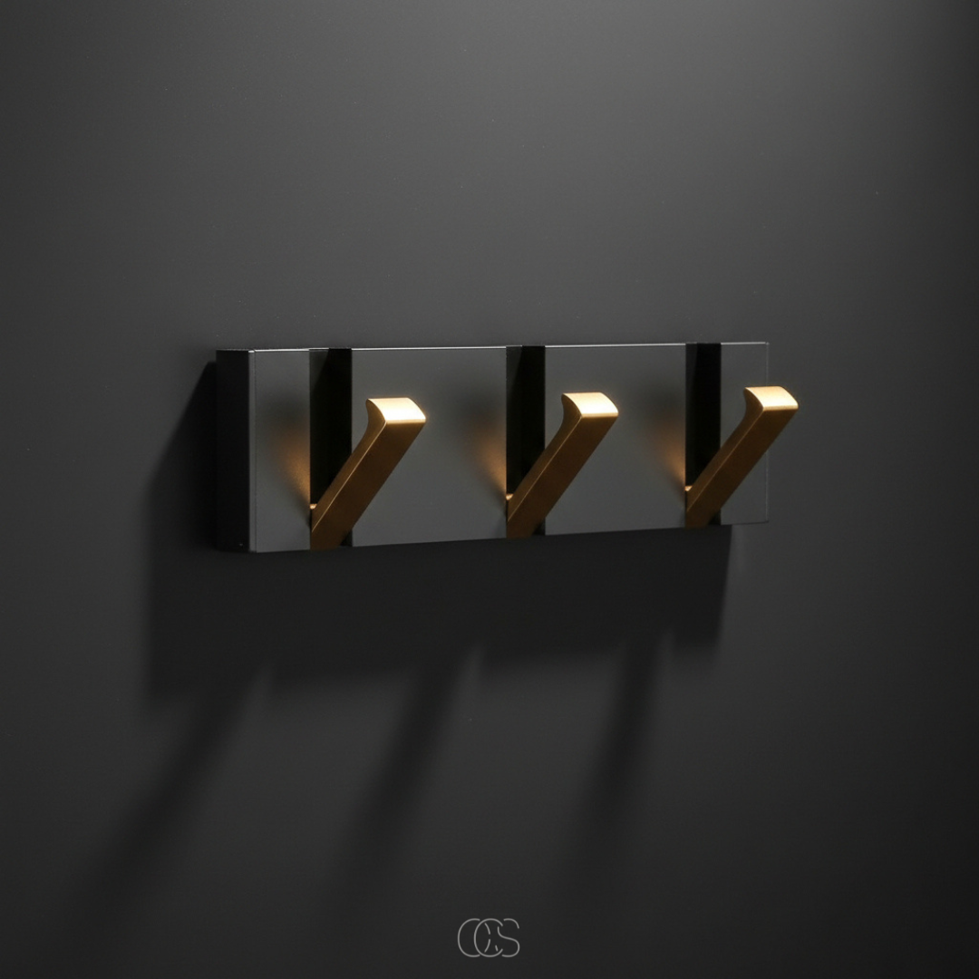 Foldable Wall Mounted Coat Hook Rack, Gold Stainless Steel Hooks for Entryway, Bathroom, Bedroom, Kitchen Towels, Bags and Hats | Lonoma