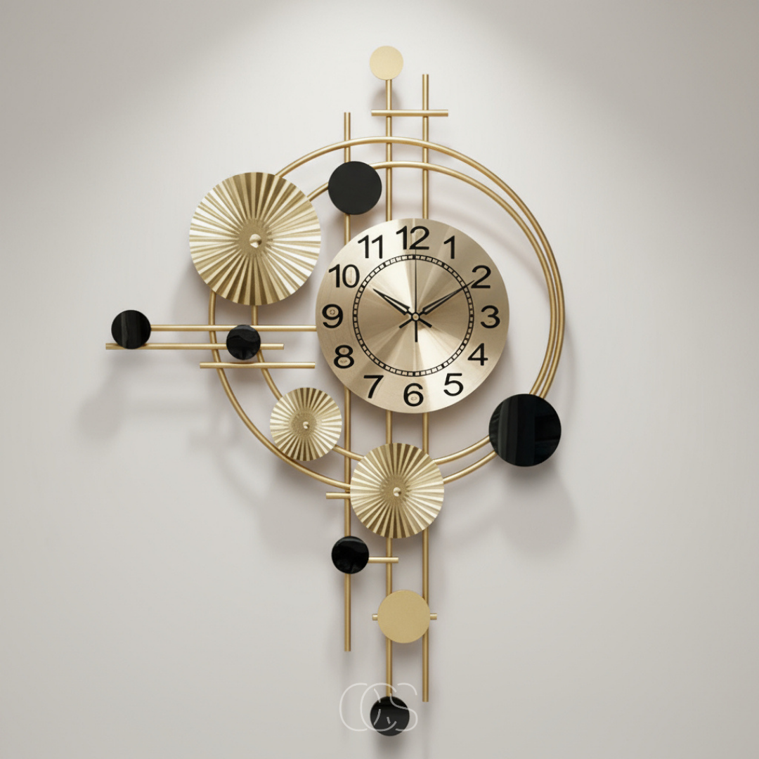 Large Gold Metal Wall Clock, 31 Inch Silent Non-Ticking Modern Industrial Wall Decor for Living Room, Entryway, Dining Room & Office | Lonoma