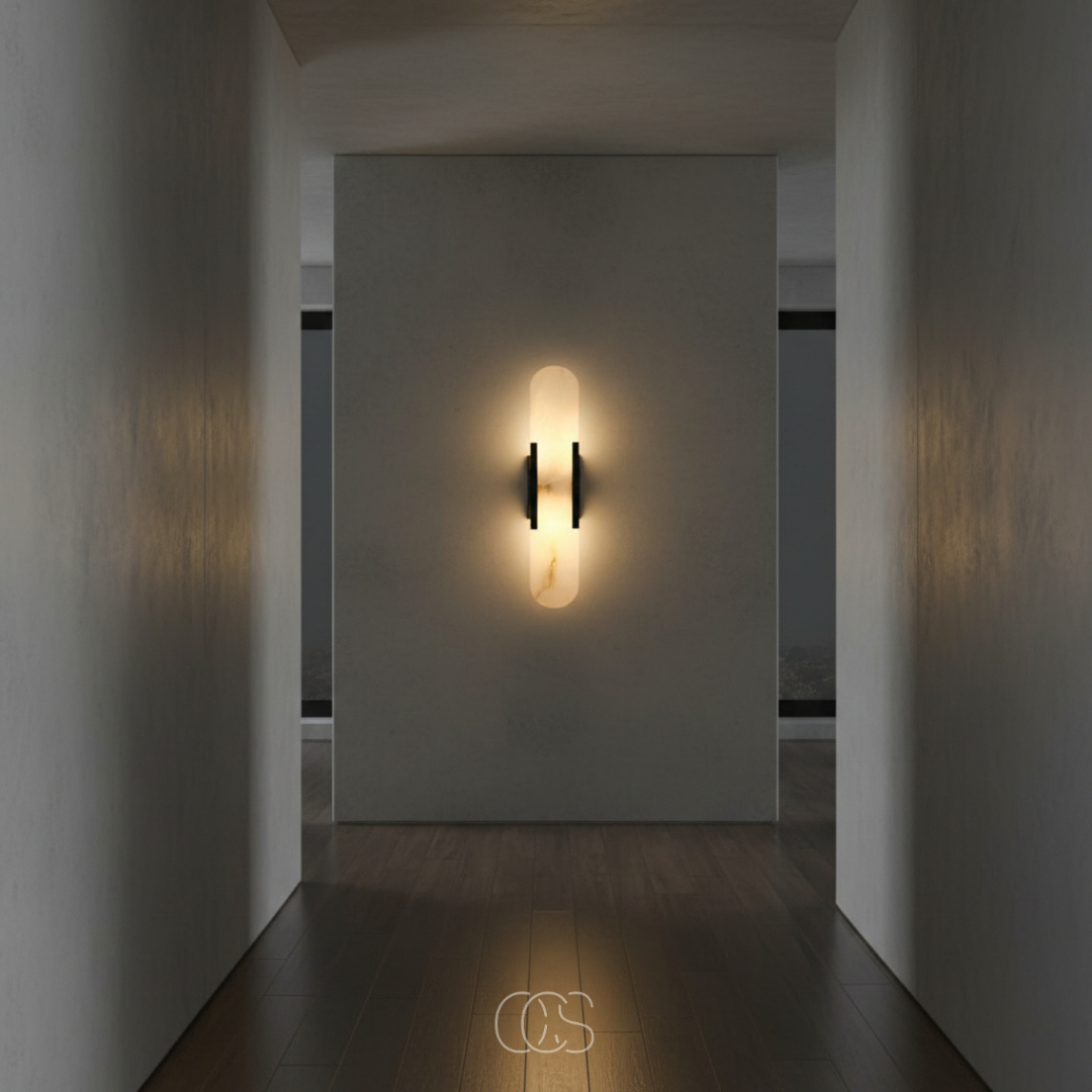 Marble and Brass Wall Sconce, 20 in Black Two-Light G9 Wall Lamp for Hallway, Entryway, Living Room, Bedroom, Modern Indoor Lighting | Lonoma