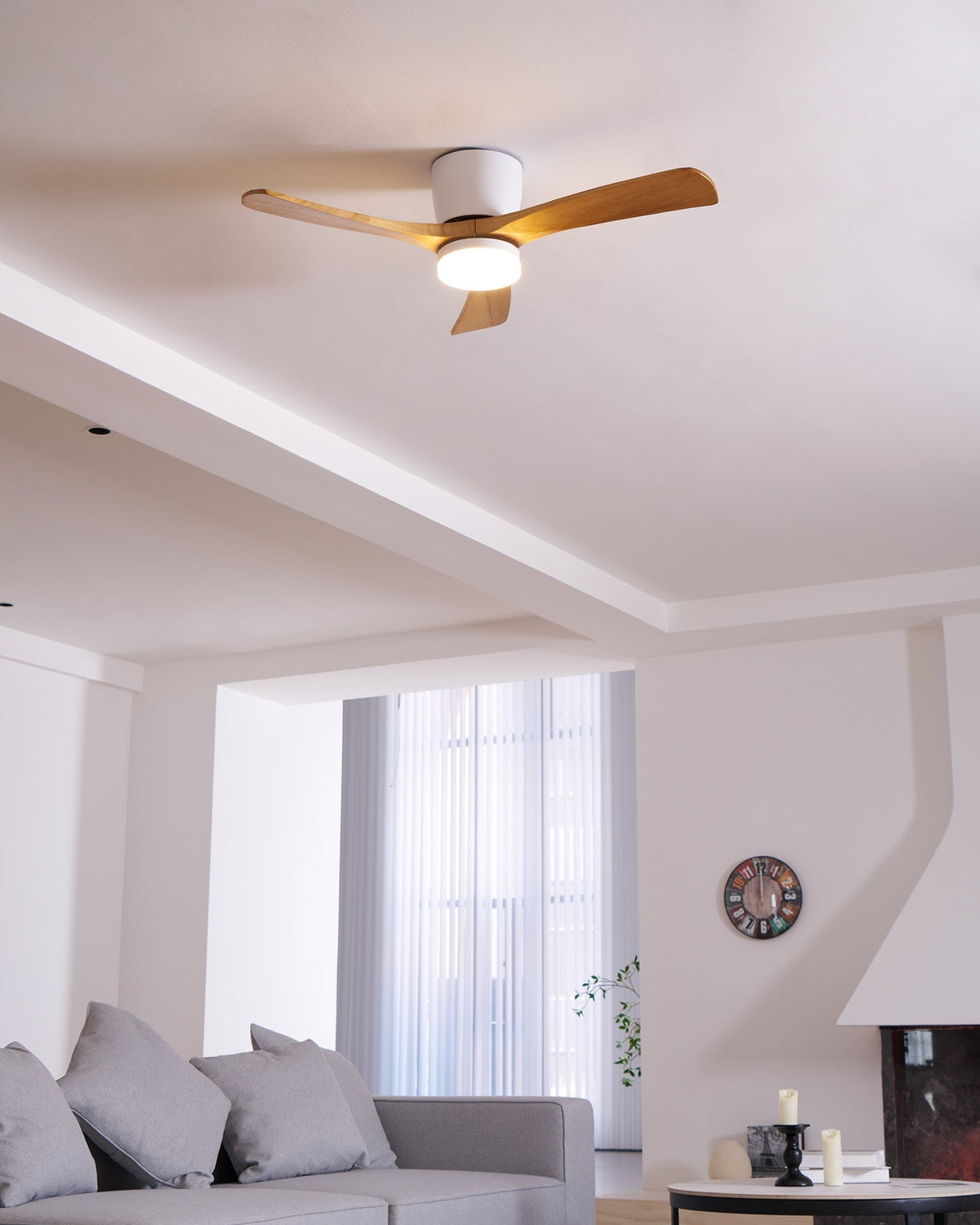 42-52 Inch Modern Ceiling Fan with Dimmable LED Light | 6-Speed Reversible DC Motor | Sycamore Wood Blades | Remote Control Included | Lonoma