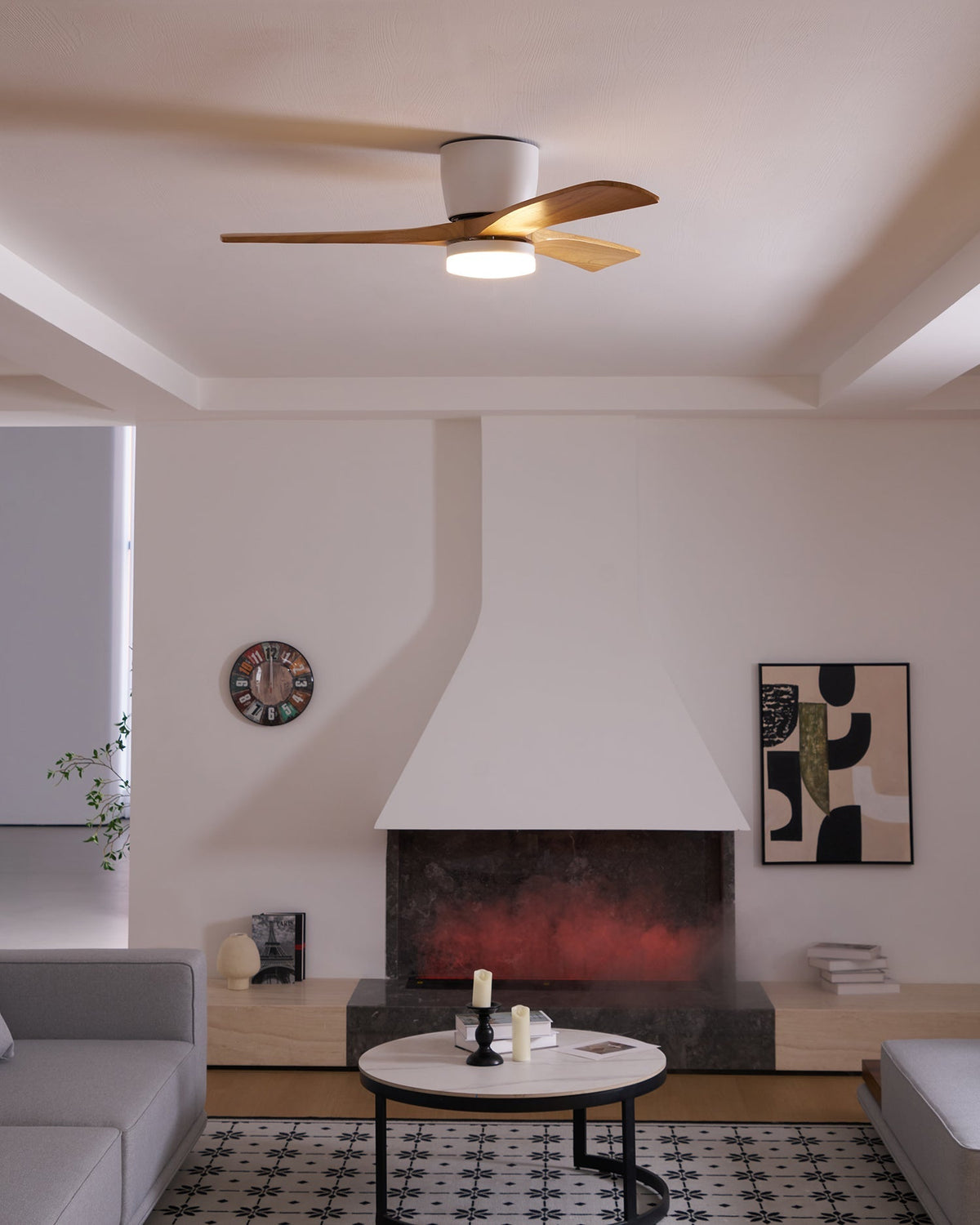 42-52 Inch Modern Ceiling Fan with Dimmable LED Light | 6-Speed Reversible DC Motor | Sycamore Wood Blades | Remote Control Included | Lonoma
