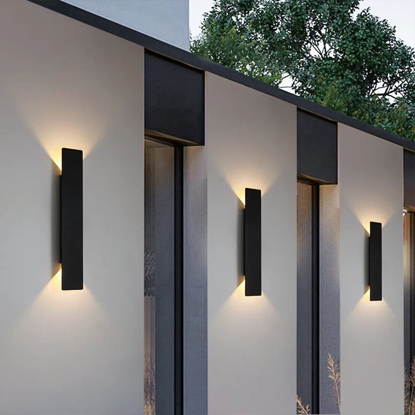 Outdoor LED Wall Sconce, Up & Down Aluminum Wall Light, IP65 Waterproof, Black or White, Modern Exterior Porch Patio Garage Fixture | Lonoma