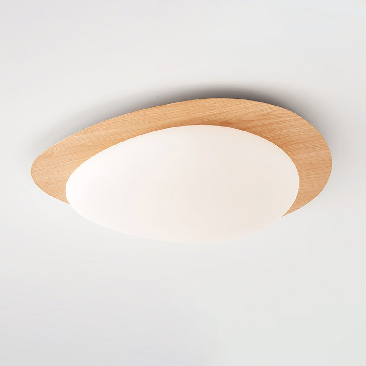 Flush Mount LED Ceiling Light Walnut Wood Finish Oval Pebble Shape for Bedroom Kitchen Hallway Dining Room Living Room | Lonoma