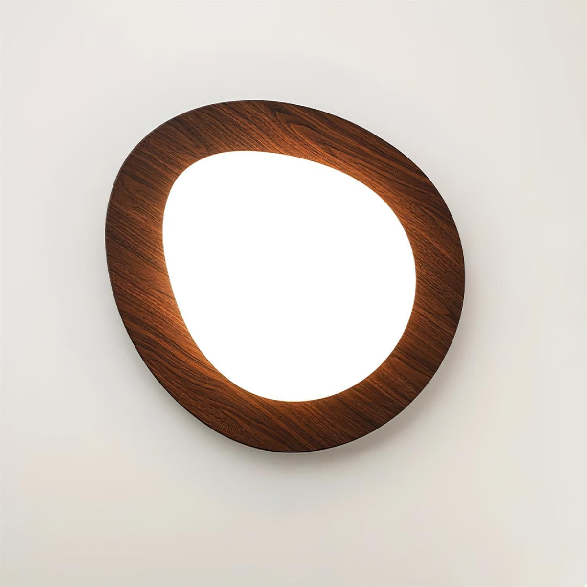 Flush Mount LED Ceiling Light Walnut Wood Finish Oval Pebble Shape for Bedroom Kitchen Hallway Dining Room Living Room | Lonoma