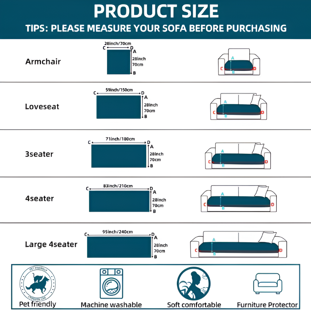 Pet Couch Cover Protector Non-Slip Washable Furniture Slipcover for Dogs Cats 28 x 59-94 in Loveseat Sofa Sectional | Lonoma