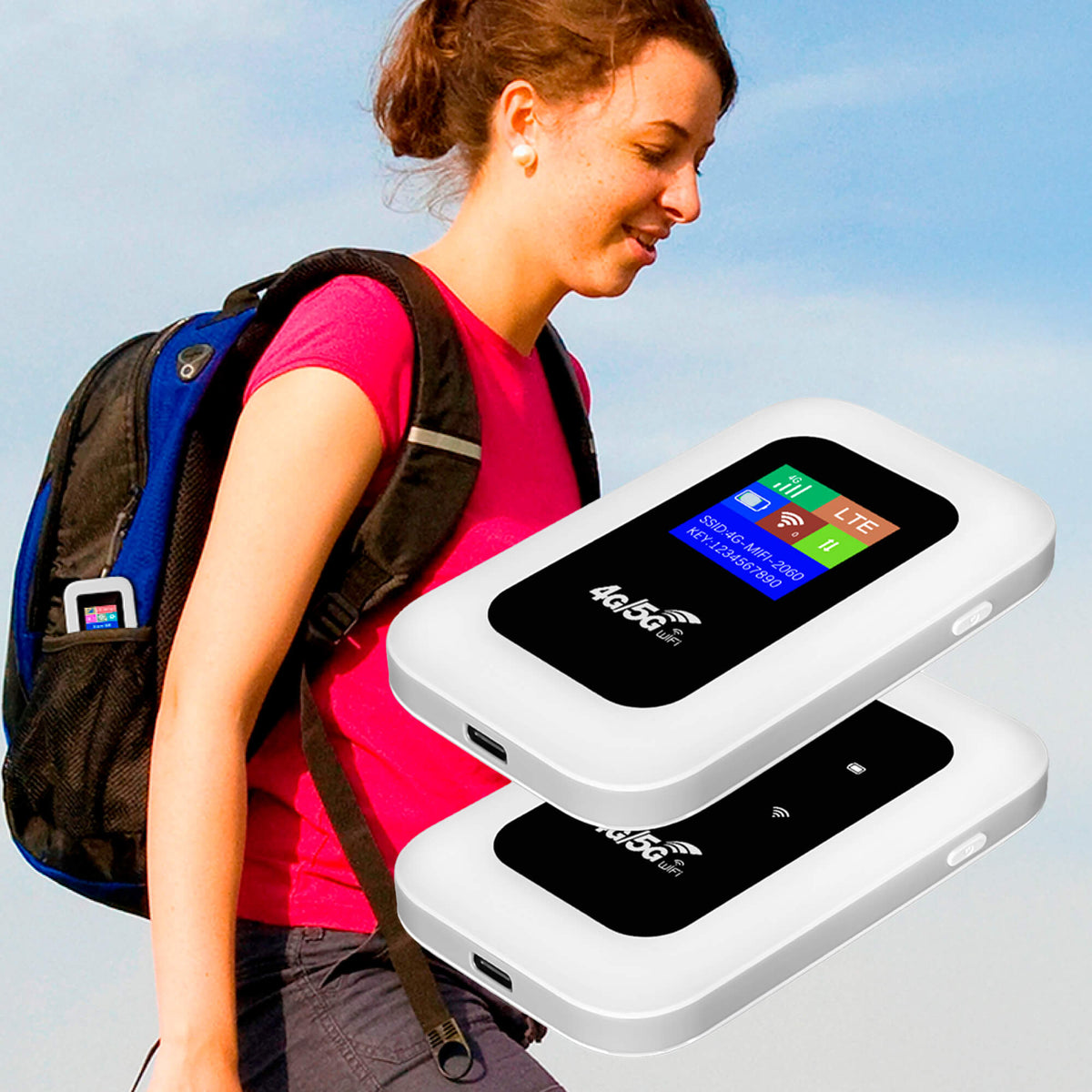 Portable 4G LTE Mobile WiFi Hotspot Router, 150 Mbps, Connects 10 Devices, SIM Card Travel Router for Camping, RV & Work Trips | Lonoma