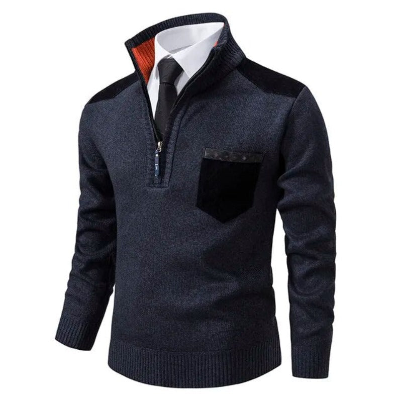 Men's Quarter-Zip Cashmere Sweater with Stand Collar – Soft Luxury Pullover for Fall and Winter | Lonoma