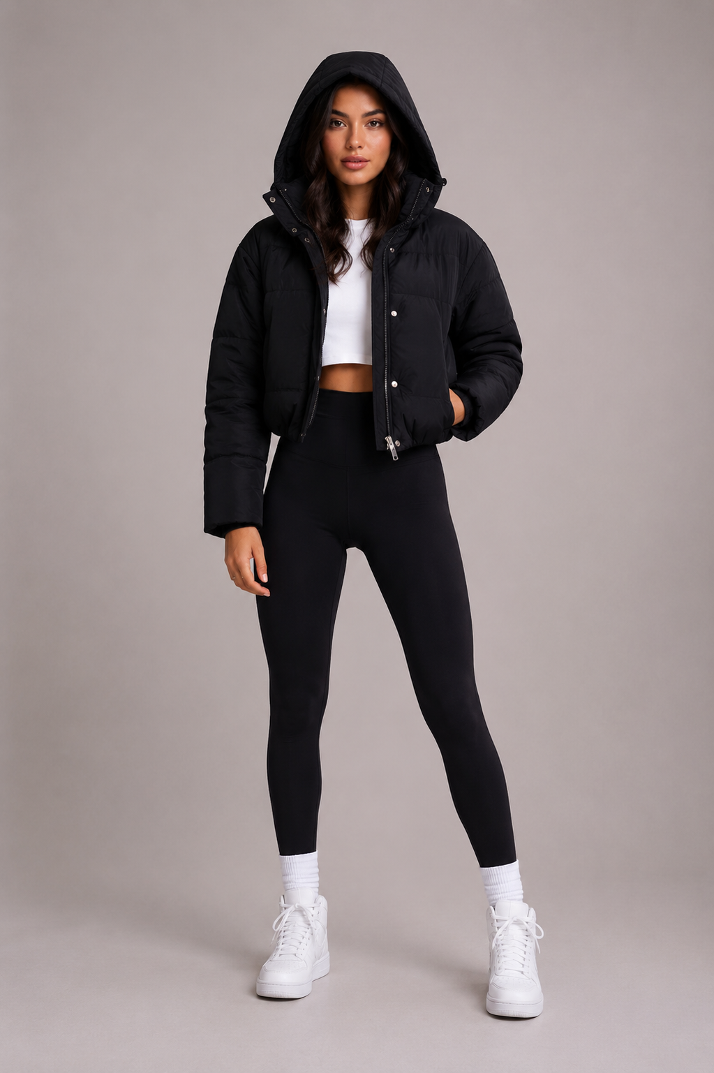 Women's Hooded Puffer Jacket with Diamond Quilting and Waist Length Fit for Everyday Cold Weather Layering and Casual Winter Outings | Lonoma