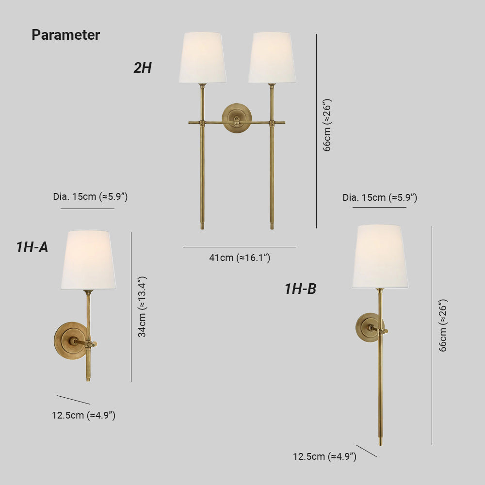 Hardwired Sconce with Fabric Shade Brass Nickel Black Finish for Bedroom Dining Room Hallway Classic Modern Ambient Lighting | Lonoma