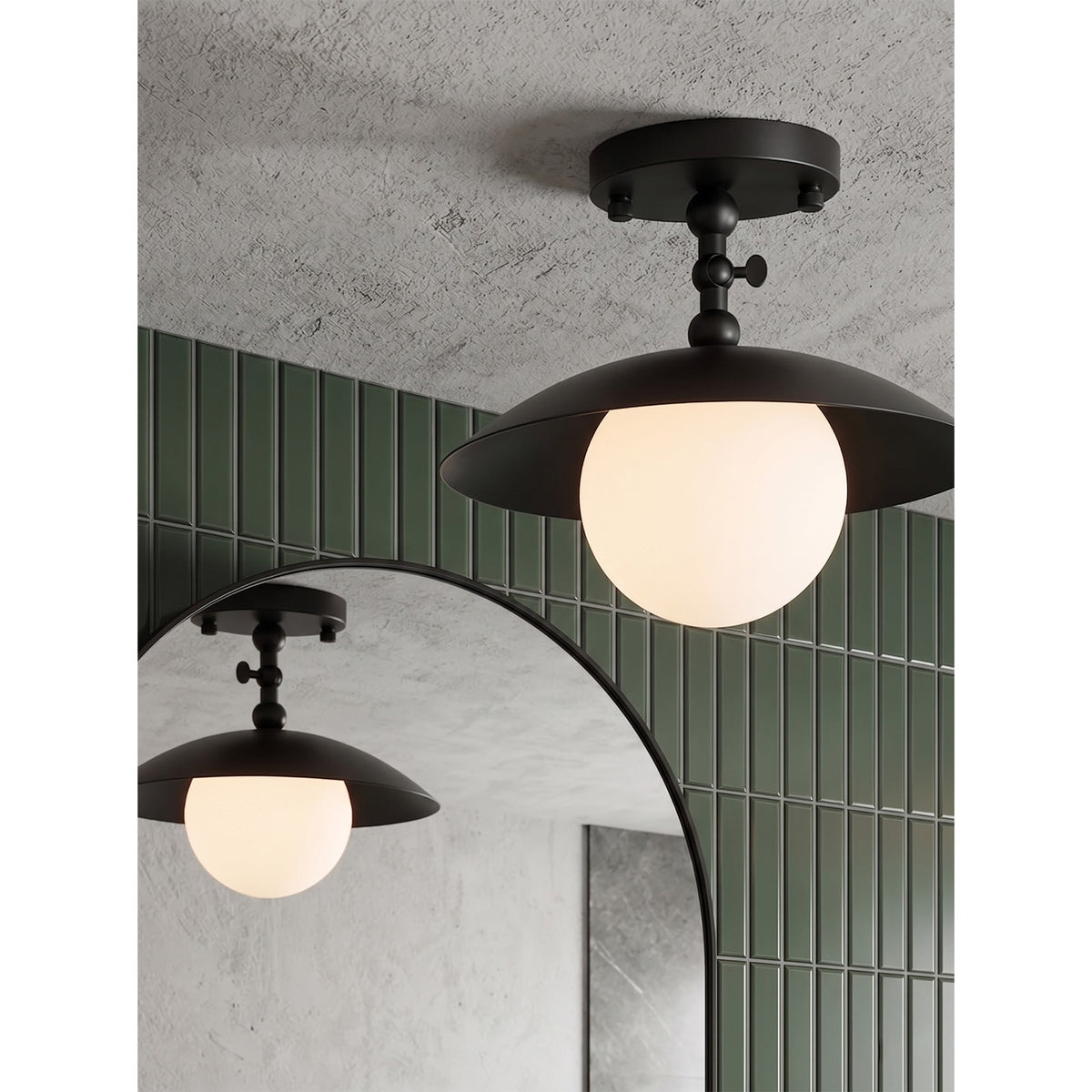 Semi-Flush Ceiling Light 10 in Brass Glass Shade Modern Fixture for Kitchen Hallway Bedroom Entryway | Lonoma