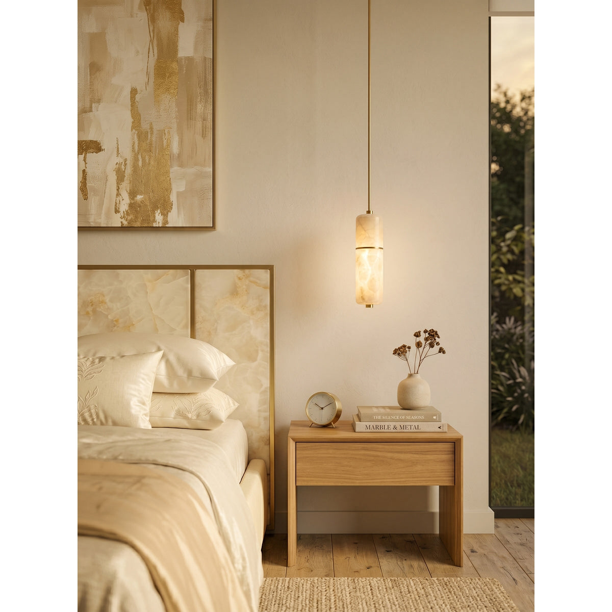 LED Alabaster Pendant Light Brass Finish Adjustable Wire Multi-Light Chandelier for Dining Room Kitchen Island Stairwell | Lonoma