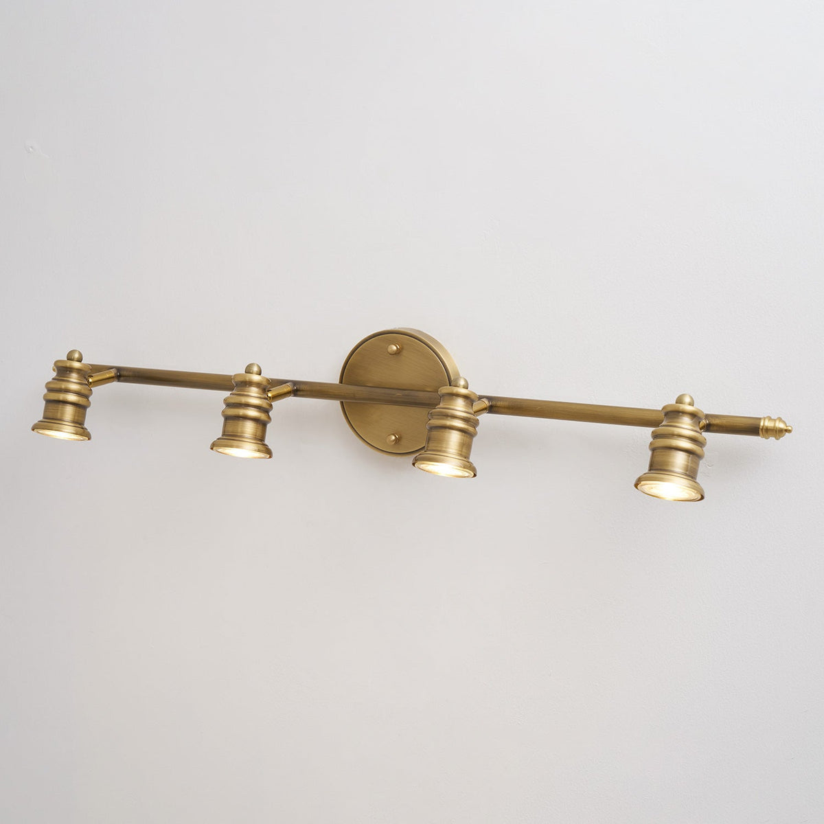 Adjustable Brass Wall Sconce with Multiple Spotlights – Indoor Track Light Fixture for Living Room, Bedroom & Hallway – Hardwired MR16 Lamp | Lonoma