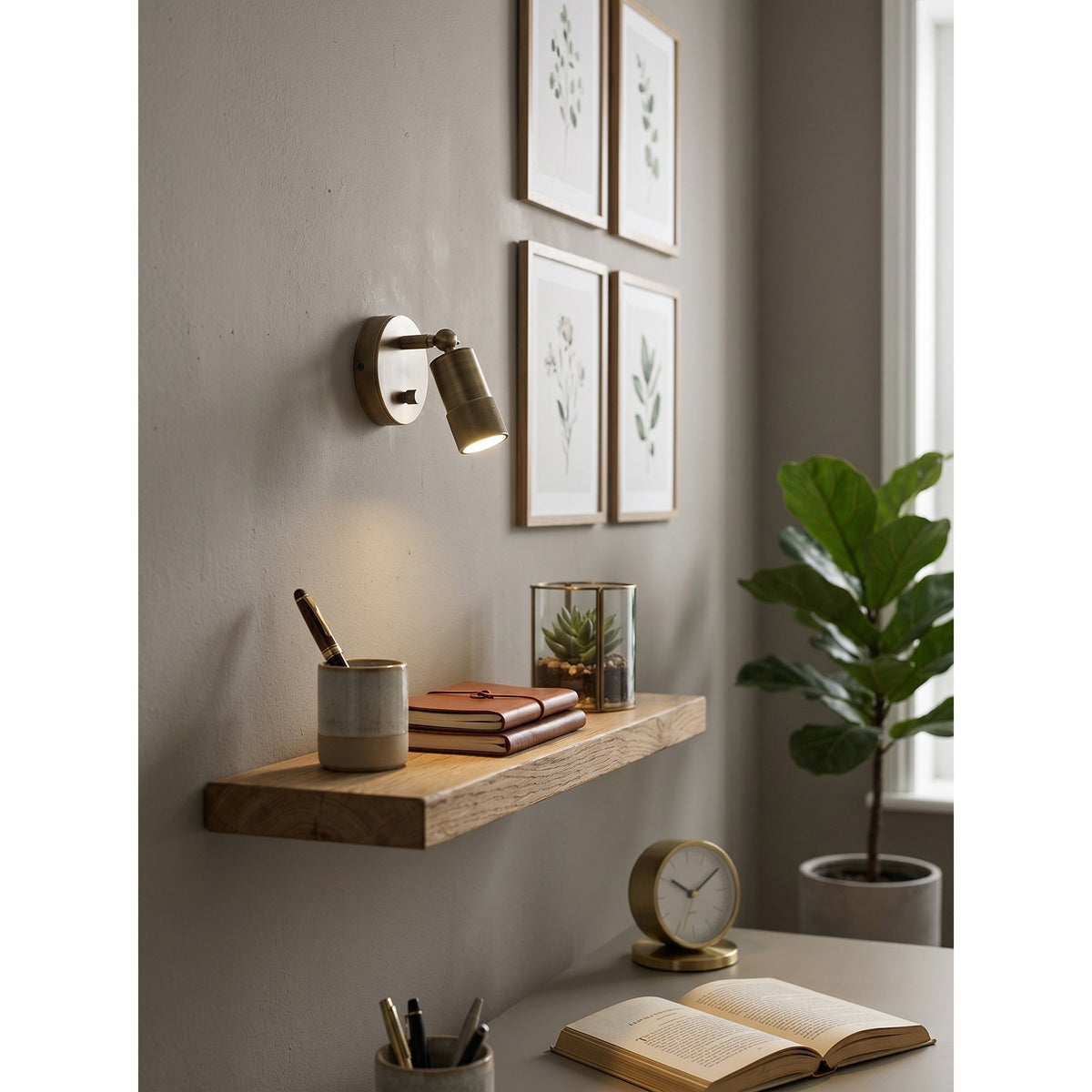 Integrated LED Wall Sconce 6W Brass Metal Warm Light Fixture for Hallway Bedroom Living Room Bathroom Vanity Modern Industrial Accent Light | Lonoma