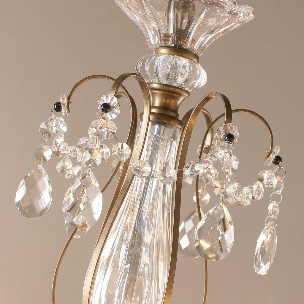 Glam Crystal Chandelier with Candelabra Bulbs Coffee Gold Iron Frame Adjustable Chain Dining Room Foyer Statement Lighting | Lonoma