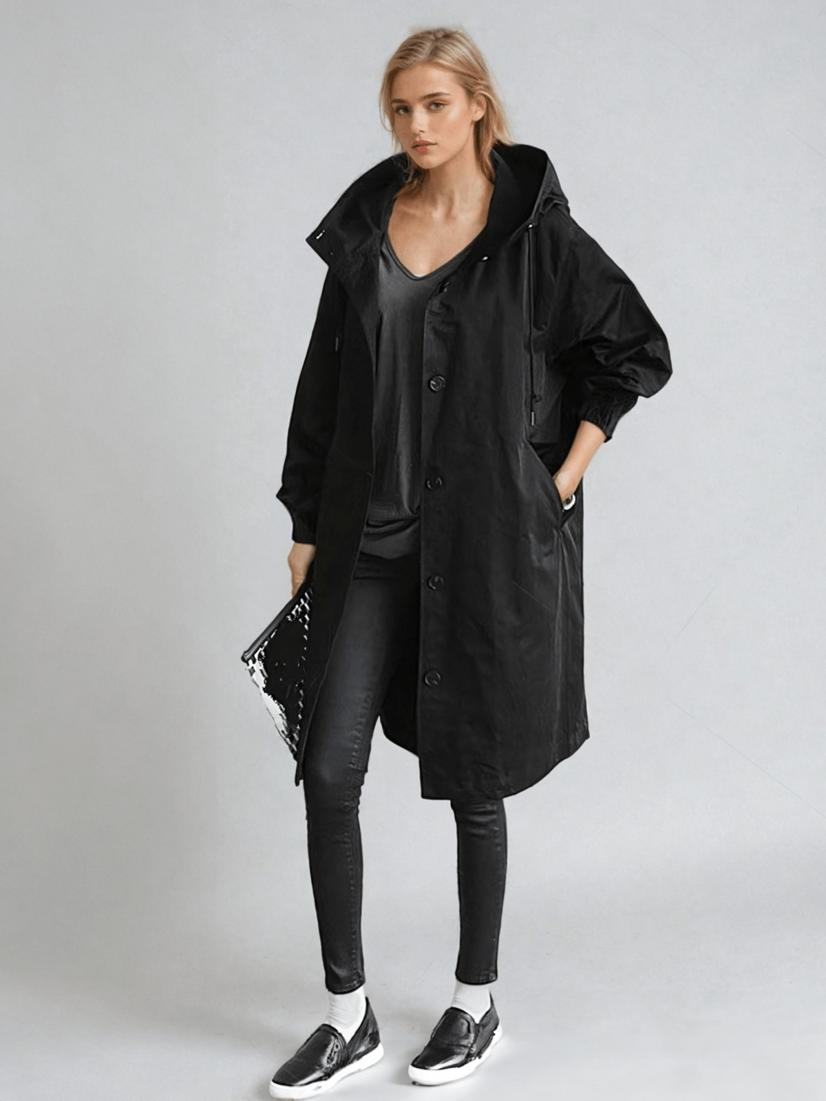 Women's Oversized Trench Coat Long Sleeve Belted Jacket for Spring Fall Casual Everyday Outdoor Layer | Lonoma