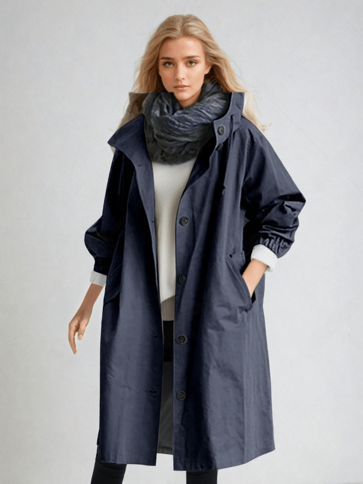 Women's Oversized Trench Coat Long Sleeve Belted Jacket for Spring Fall Casual Everyday Outdoor Layer | Lonoma