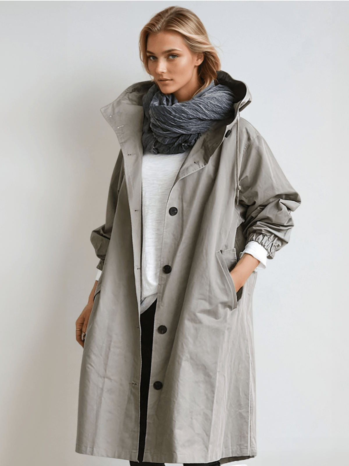 Women's Oversized Trench Coat Long Sleeve Belted Jacket for Spring Fall Casual Everyday Outdoor Layer | Lonoma