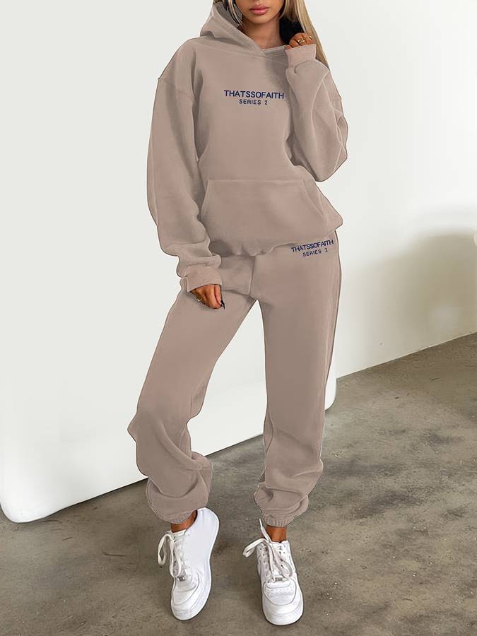 Women's Matching Loungewear Set Two-Piece Outfit Casual Jogger Pants Loose Fit Top Coordinated Athleisure Set Relaxed Everyday Wear for | Lonoma