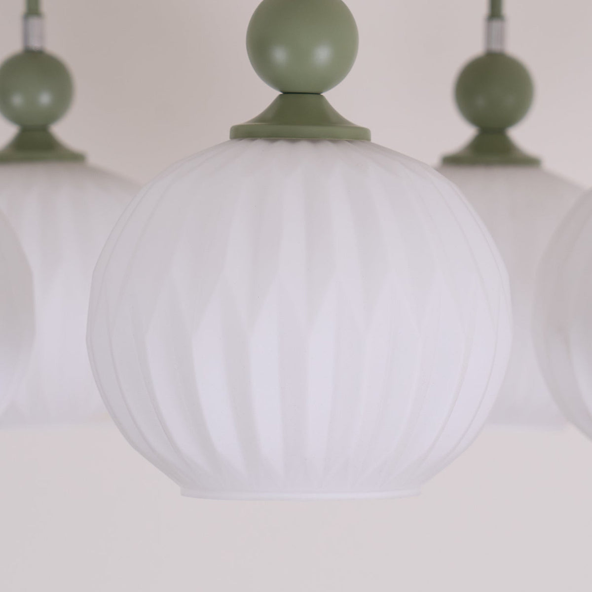 Sculptural Semi-Flush Ceiling Light with Rippled Glass Globes for Dining Room | Modern Multi-Arm Chandelier Fixture | Lonoma