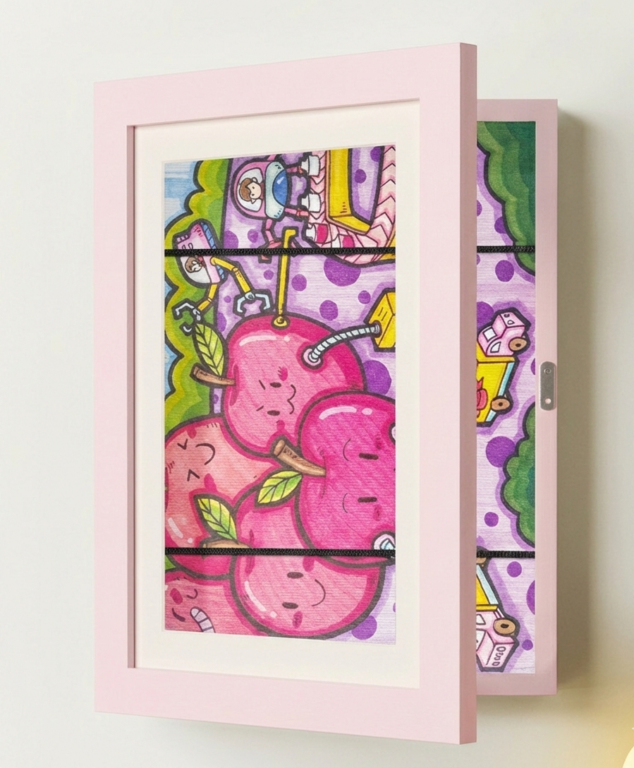 Kids Art Display Frame with Storage for 150 Drawings - Flip-Front Wooden Picture Frame A4 A3 for Bedroom Living Room Playroom | Lonoma
