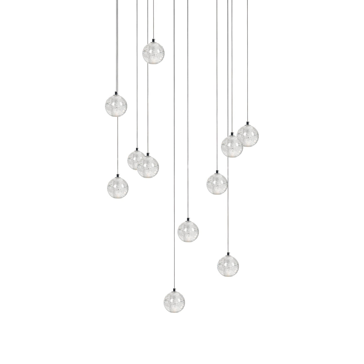 Sparkling Glass Globe Multi-Light Chandelier with Adjustable Hanging Drop & Chrome Frame for Dining Room, Entryway, Stairwell | Lonoma