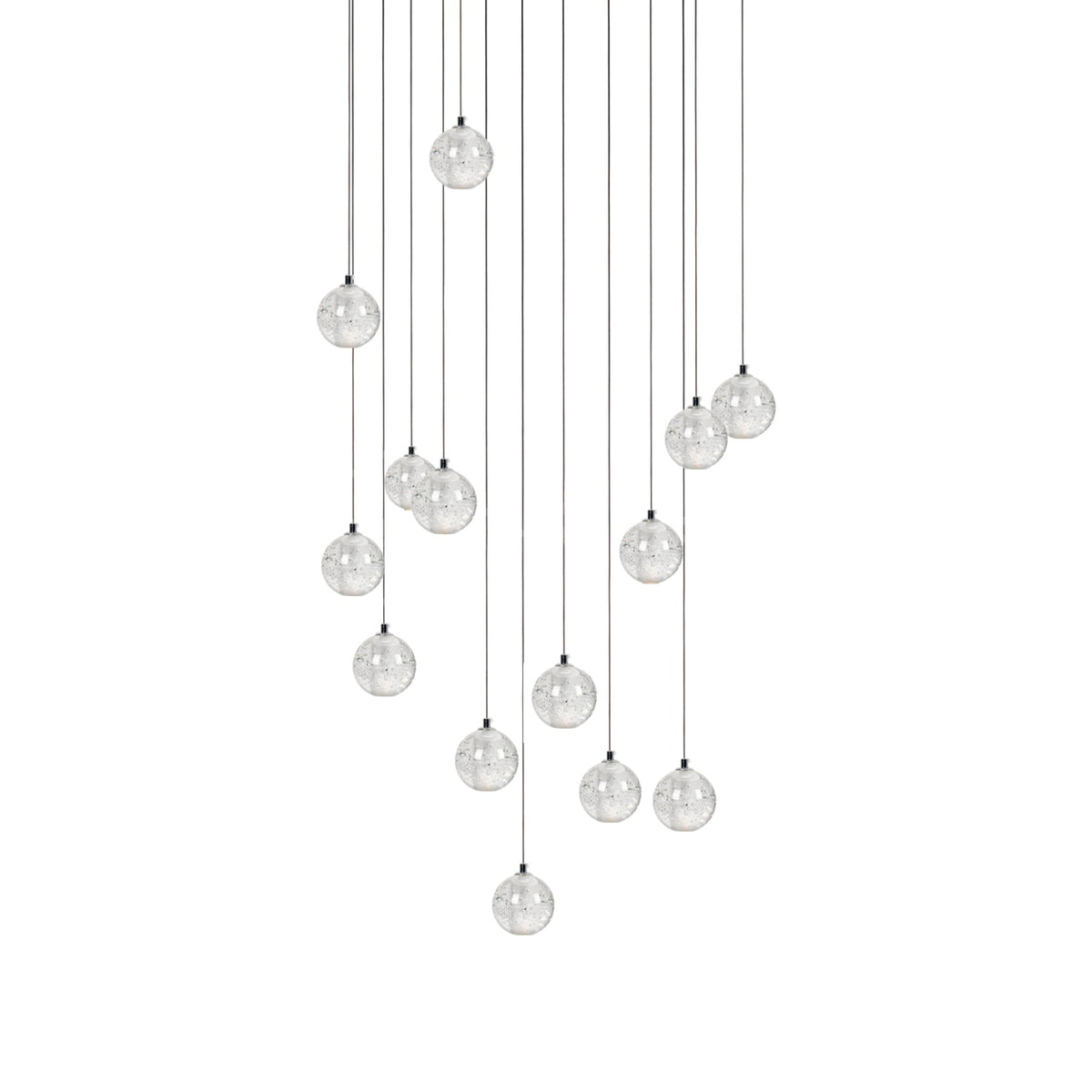 Sparkling Glass Globe Multi-Light Chandelier with Adjustable Hanging Drop & Chrome Frame for Dining Room, Entryway, Stairwell | Lonoma