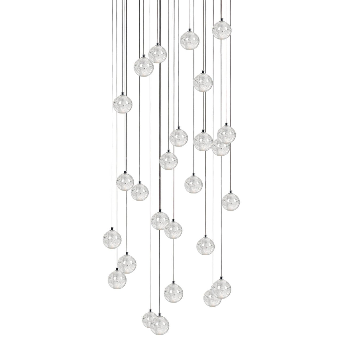 Sparkling Glass Globe Multi-Light Chandelier with Adjustable Hanging Drop & Chrome Frame for Dining Room, Entryway, Stairwell | Lonoma