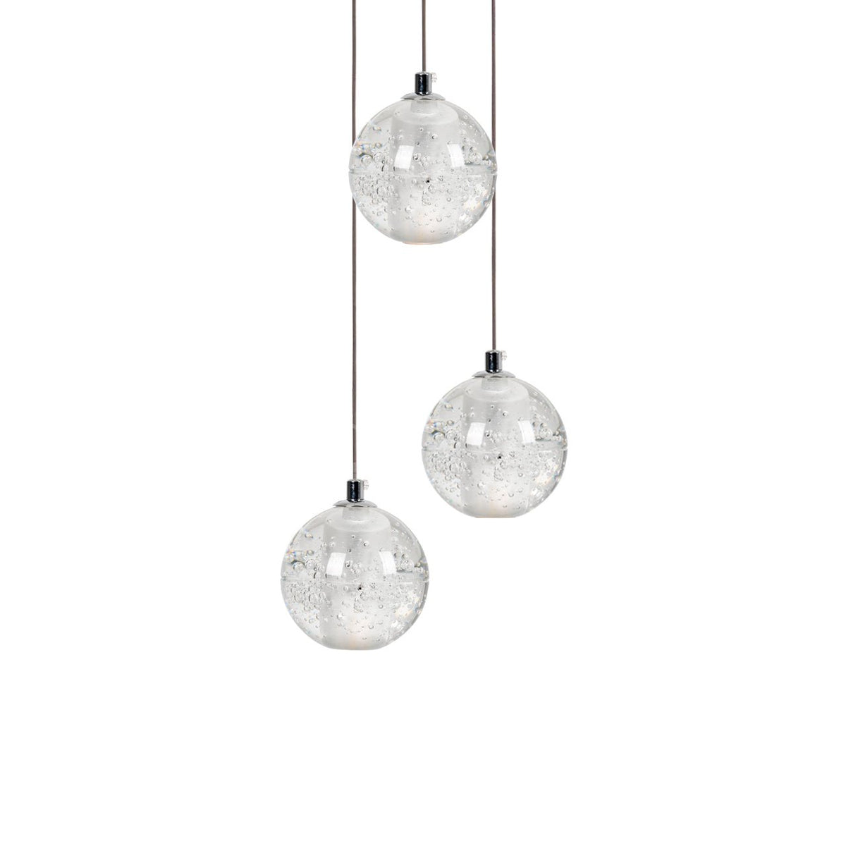Sparkling Glass Globe Multi-Light Chandelier with Adjustable Hanging Drop & Chrome Frame for Dining Room, Entryway, Stairwell | Lonoma