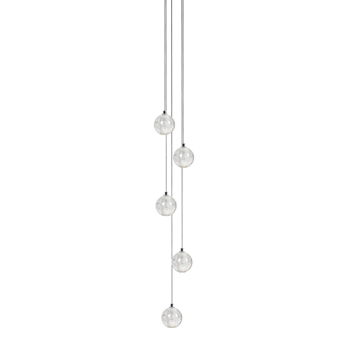 Sparkling Glass Globe Multi-Light Chandelier with Adjustable Hanging Drop & Chrome Frame for Dining Room, Entryway, Stairwell | Lonoma