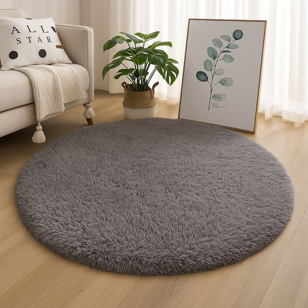 Circular Silk & Wool Area Rug Handwoven Neutral Tones for Living Room Bedroom Modern Home Decor Soft Luxe Floor Covering | Lonoma