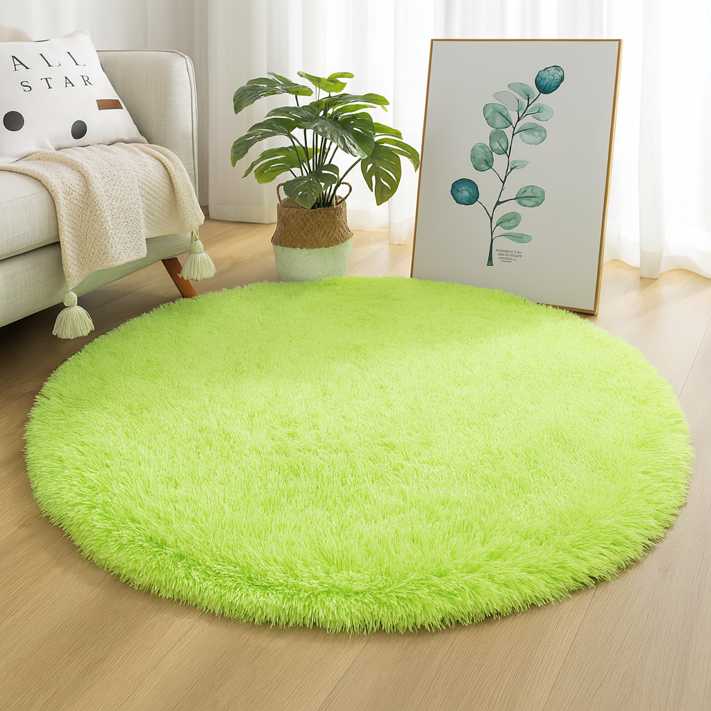 Circular Silk & Wool Area Rug Handwoven Neutral Tones for Living Room Bedroom Modern Home Decor Soft Luxe Floor Covering | Lonoma