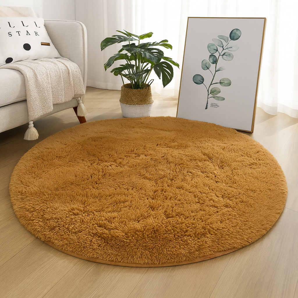 Circular Silk & Wool Area Rug Handwoven Neutral Tones for Living Room Bedroom Modern Home Decor Soft Luxe Floor Covering | Lonoma