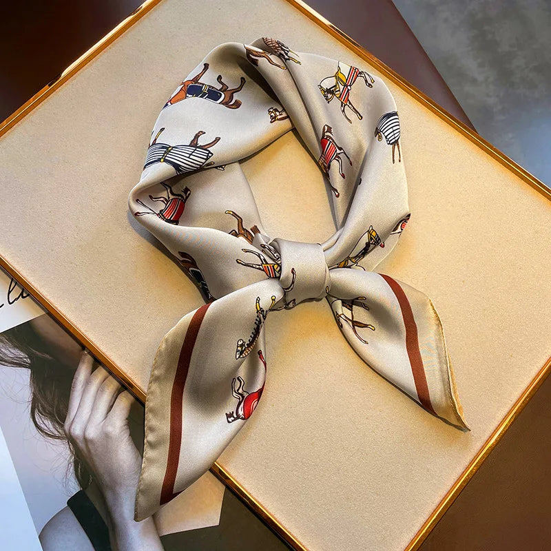 Square Satin Scarf Neck Wrap Hair Tie Headband for Women 27.5 × 27.5 Inches Animal Print Multiway Accessory Fashion Bandana | Lonoma