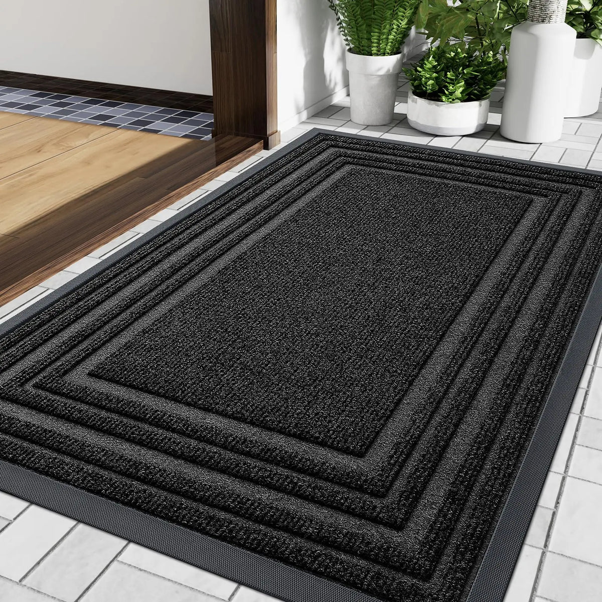 Rubber Doormat Low Profile Non-Slip for Front Door Entry Indoor Outdoor All Weather Heavy Duty Floor Mat Home Entryway Hallway Porch Garage | Lonoma