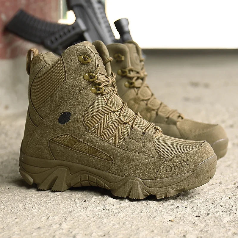 Men's Tactical Ankle Boots Rugged Hiking Footwear Platform Desert Style Lace-Up Work Boots Outdoor Trail Trekking Shoes Adventure Ready | Lonoma