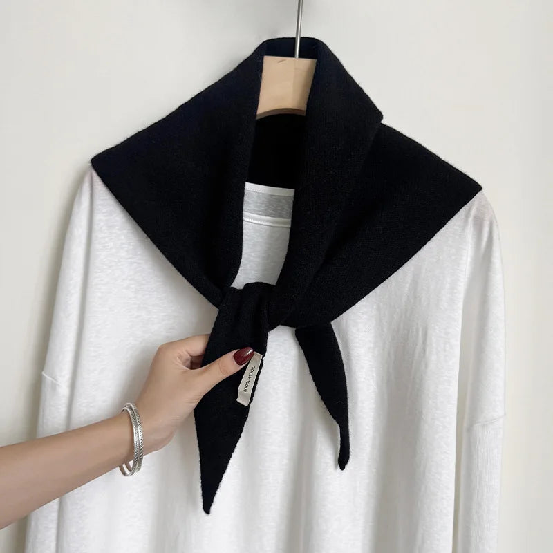 Pure Wool Winter Scarf for Women Oversized Knit Triangle Wrap Shawl Solid Color Lightweight Head Scarf Cold Weather Accessory | Lonoma